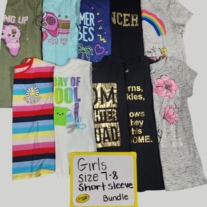 Girls' Size 7-7 Short Sleeve Graphic T-Shirt Bundle/Lot/Set/Wardrobe